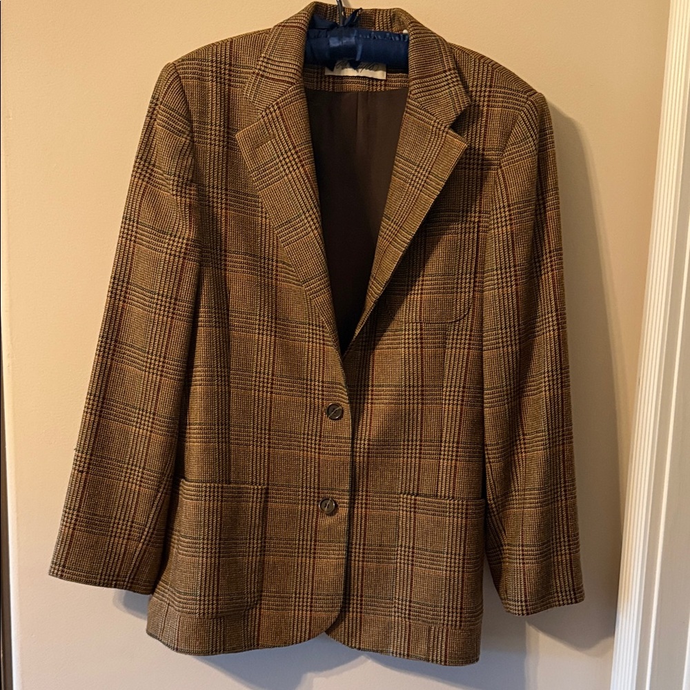 Lord & Taylor Brown Plaid Blazer